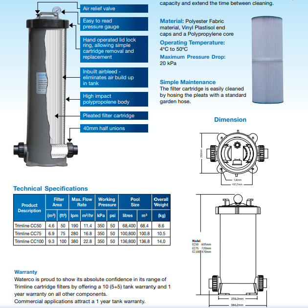 Waterco Trimline Cartridge Filters — Filters for swimming pools - image 3