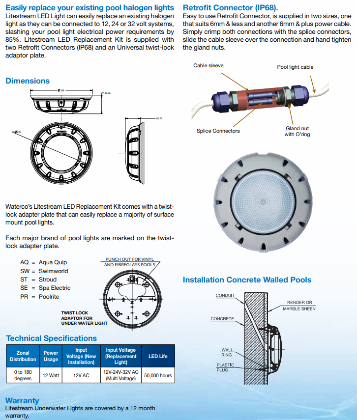 Waterco Underwater Pool LED Lights (LITESTREAM) — Pool Systems for swimming pools - image 3