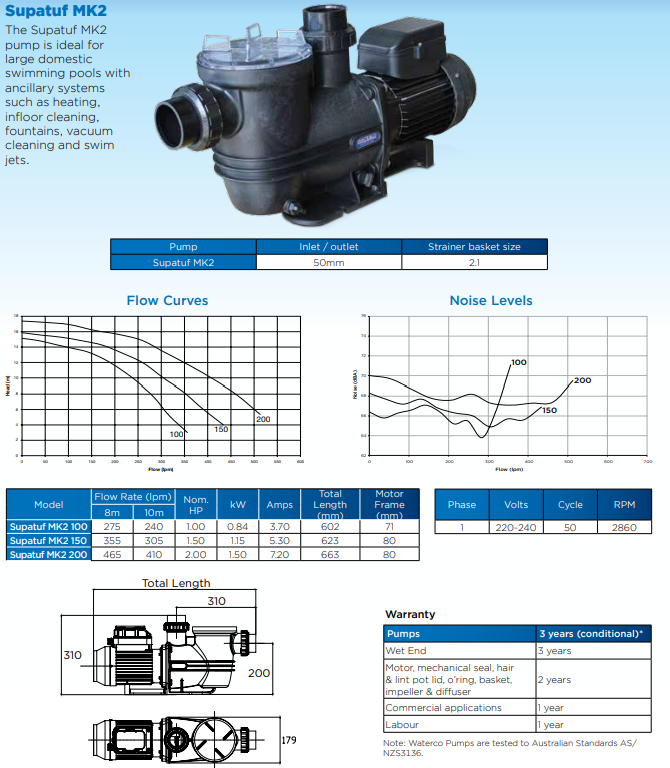 Waterco Supatuf Swimming Pool Powerful Pumps — Pumps for swimming pools - image 3