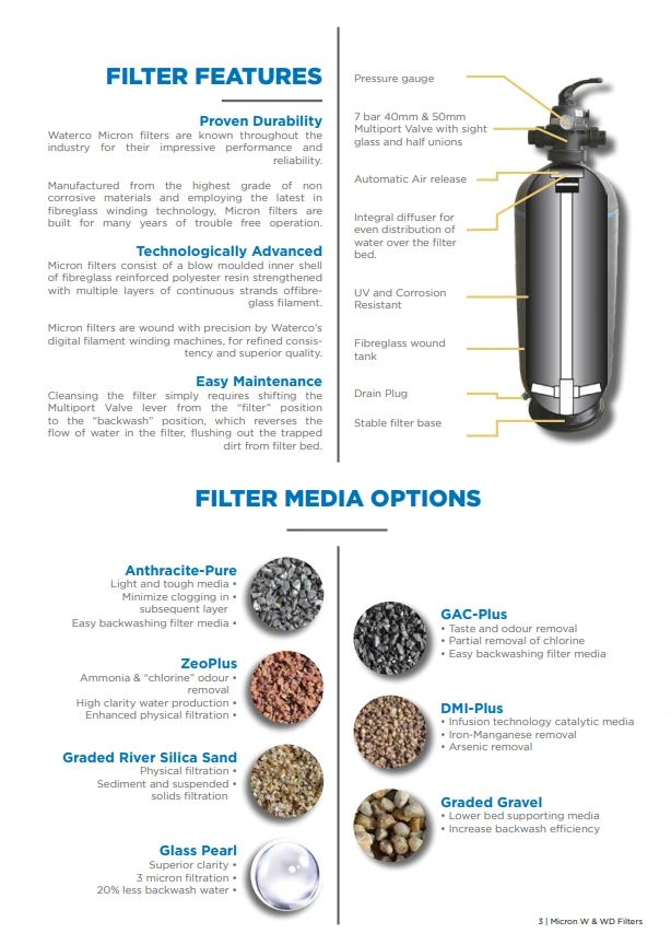 Waterco Micron W & WD Top Mount (Deep Bed Media Filters) — Filters for swimming pools - image 2