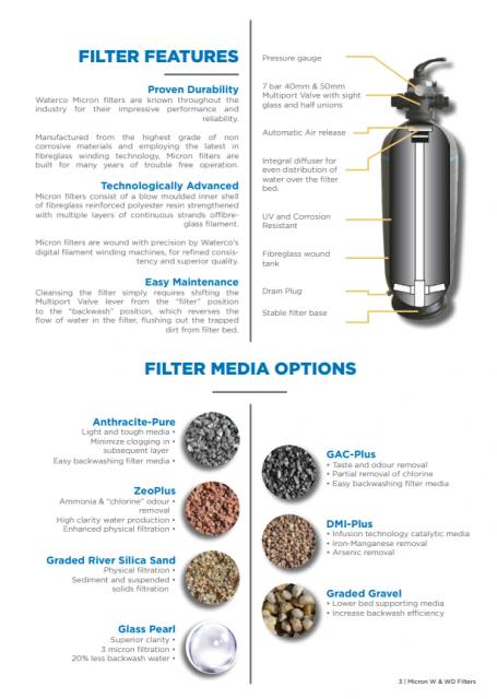 Waterco Micron W & WD Top Mount (Deep Bed Media Filters) — Filters for swimming pools - image 2