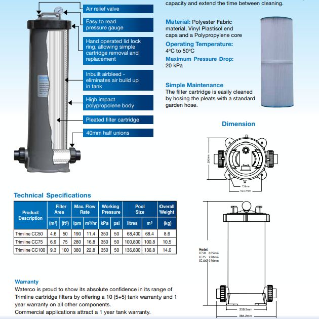 Waterco Trimline Cartridge Filters — Filters for swimming pools - image 3