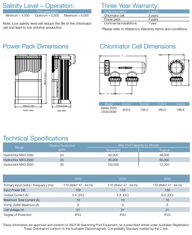 Waterco Salt & Mineral Chlorinator Hydrochlor MK3  — Pool Systems for swimming pools - image 6