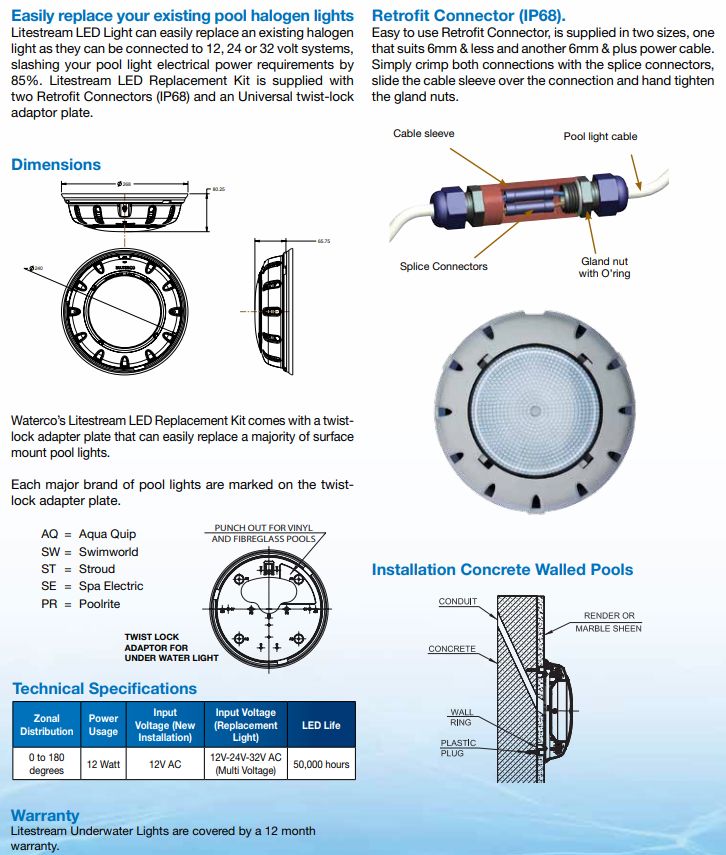 Waterco Underwater Pool LED Lights (LITESTREAM) — Pool Systems for swimming pools - image 3
